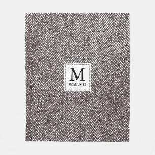 Cobertor De Velo Café Brown Herringbone e Monograma