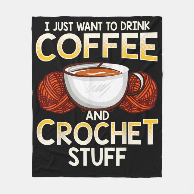 Cobertor De Velo Café De Crochet E Camiseta-Triturada (Frente)