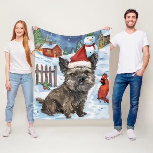 Cobertor De Velo Cairn Terrier Dog Winter Wonderland Natal Joy