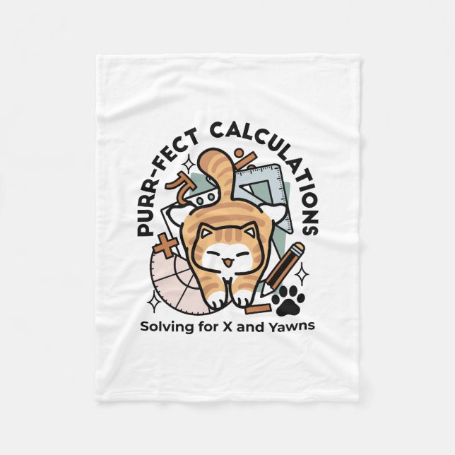 Cobertor De Velo Cálculos Perfeitos – Design de Gato de Matemática  (Frente)