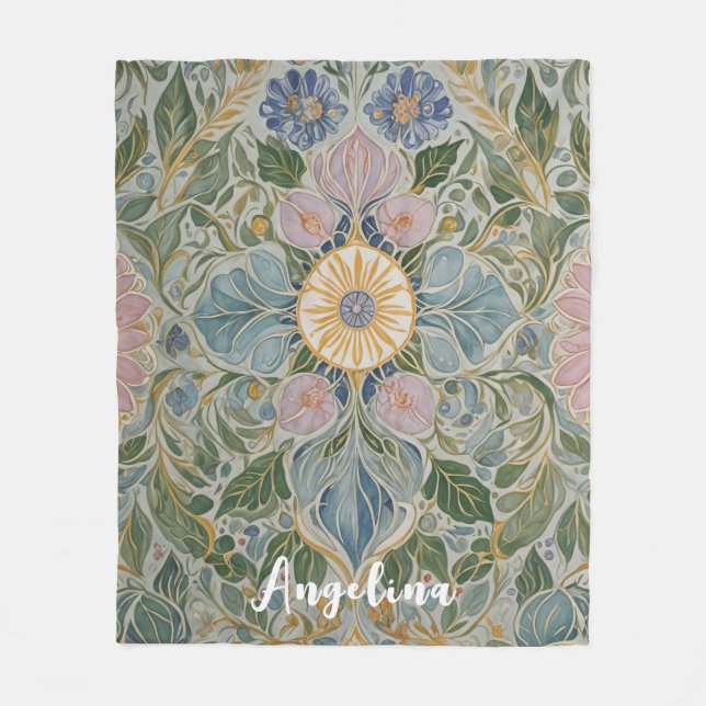 Cobertor De Velo Caleidoscópio Floral Personalizado (Frente)
