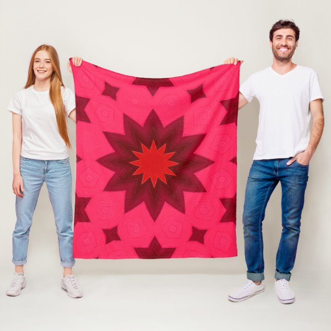 Cobertor De Velo Caleidoscópio Rosa Vibrante em Explosão de Estrela (In Situ)