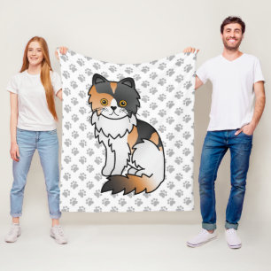 Cobertor De Velo Calico Persa - Cartoon Cat & Paws