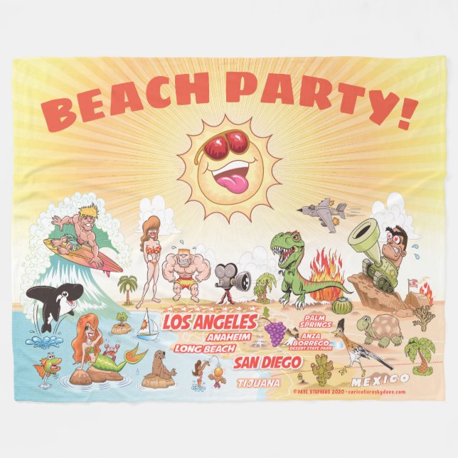 Cobertor De Velo California Beach Party (Frente (Horizontal))