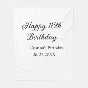 Cobertor De Velo caligrafia simples e feliz aniversário de 15