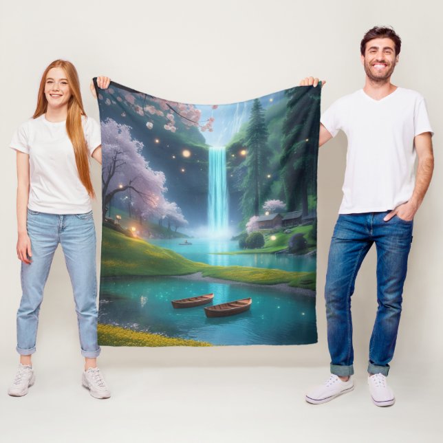 Cobertor De Velo "Calma Lakeside - Águas Turquesas e Barcos-Ruivais (In Situ)