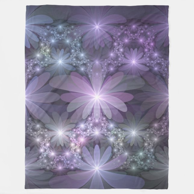 Cobertor De Velo Cama de Flores Trendy Shiny Abstrato Arte Fractal (Frente)