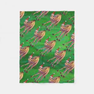 Cobertor De Velo Camel Christmas on Green