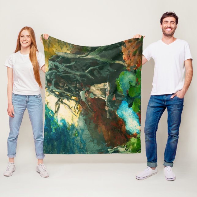 Cobertor De Velo Camfire Mountain Man Adirondacks Winslow Homer (In Situ)