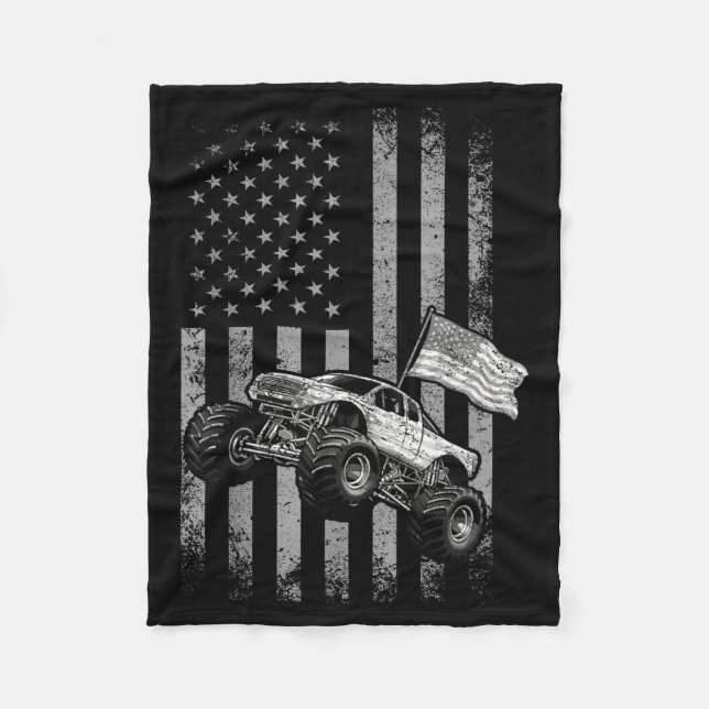 Cobertor De Velo Caminhão monstro bandeira americana design retrô j (Frente)