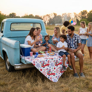 Cobertor De Velo Caminhão patriótico e padrão de fogos de artifício