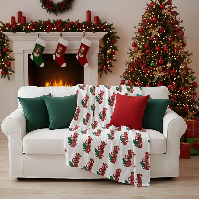 Cobertor De Velo Caminhão vermelho e árvore (Criador carregado)