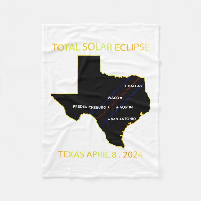 Cobertor De Velo Caminho Do Eclipse Solar 2024 Interative Map Texas (Frente)