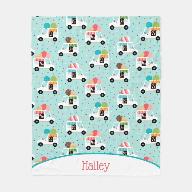 Cobertor De Velo Caminhões sorvetes aspergam as raparigas personali (Frente)