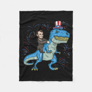 Cobertor De Velo Camisa Abe Lincoln Montando Um Dinossauro T-rex 4