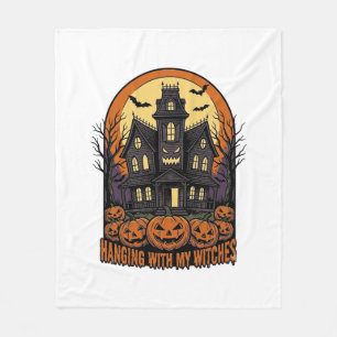 Cobertor De Velo Camisa Casa Assombrada de Halloween Amigos Bruxas_