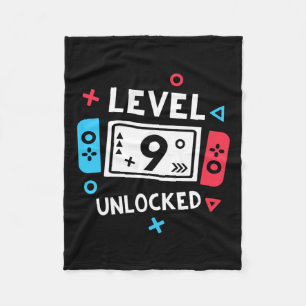 Cobertor De Velo Camisa de Aniversário Menino Nível 9 Desbloqueado
