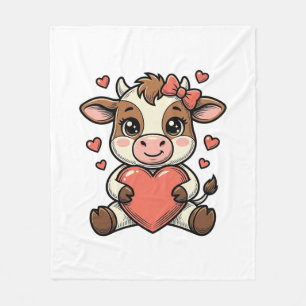 Cobertor De Velo Camisa de Bebê Vaca Fofo Segurando Coração com Gra