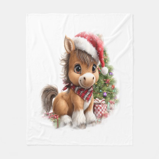 Cobertor De Velo Camisa de Cavalo Natal Santa Hat (Frente)