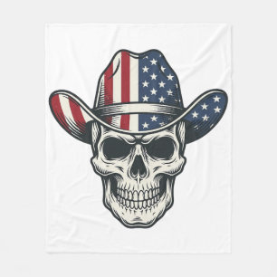 Cobertor De Velo Camisa de caveira de cowboy patriota com gravação 