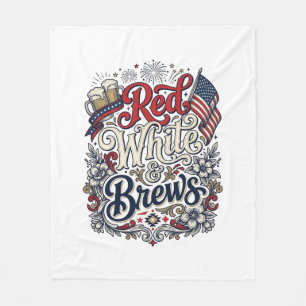 Cobertor De Velo Camisa de Cerveja Patriótica Vermelho Branco & Cer