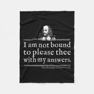 Cobertor De Velo Camisa de Citação de Shakespeare Não Obrigada a Ag