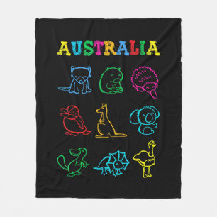 Cobertor De Velo Camisa de criança do Dia da Austrália Animais Engr