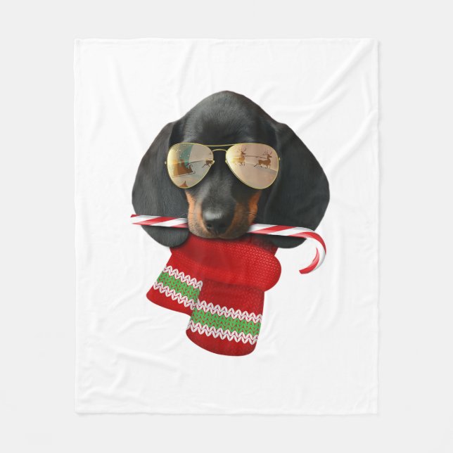 Cobertor De Velo Camisa de Dachshund Bonito presente de Natal Dog A (Frente)