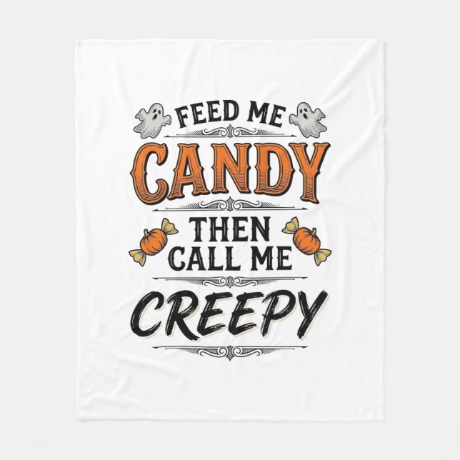 Cobertor De Velo Camisa de Doces de Halloween Citação Assustadora D (Frente)