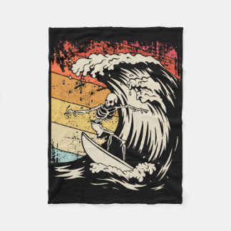 Cobertor De Velo Camisa de Esqueleto de Surf Vintage Halloween Surf