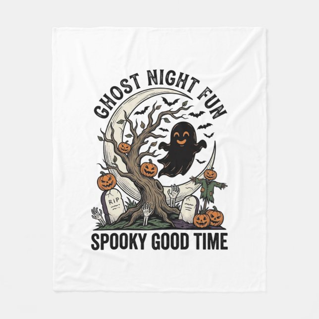 Cobertor De Velo Camisa de Fantasma de Halloween Design Divertido d (Frente)