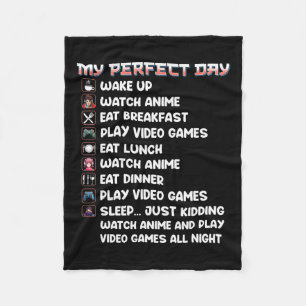 Cobertor De Velo Camisa de Gamer Meu Dia Perfeito Assistir Anime Jo