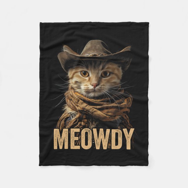 Cobertor De Velo Camisa De Gato Meowdy Cowboy País Ocidental (Frente)