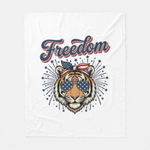 Cobertor De Velo Camisa de Gravura Vintage Patriótica Freedom Tiger