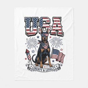 Cobertor De Velo Camisa de gravura vintage Patriótico Doberman EUA