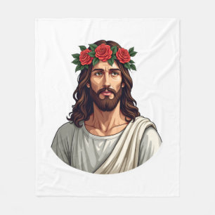 Cobertor De Velo Camisa de Gravura Vintage Rosa Coroada por Jesus 2