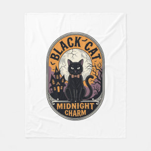 Cobertor De Velo Camisa de Halloween de Gato Preto Vintage Charme d