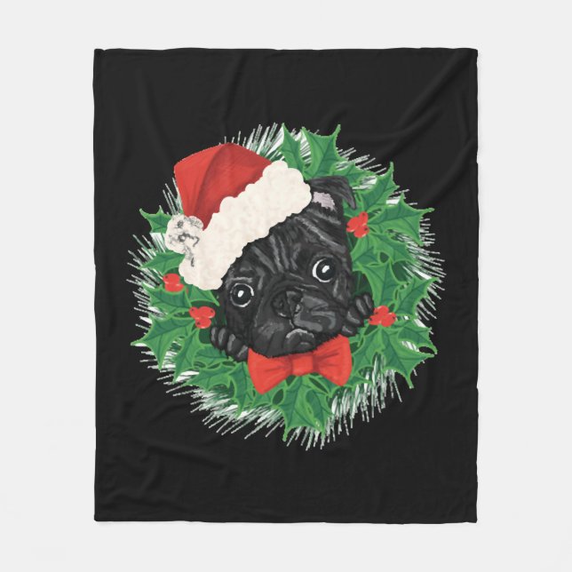 Cobertor De Velo Camisa de Natal de Pug Incrível (Frente)