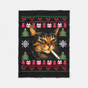 Cobertor De Velo Camisa de Natal Feia de Gato Fumante Meme Divertid