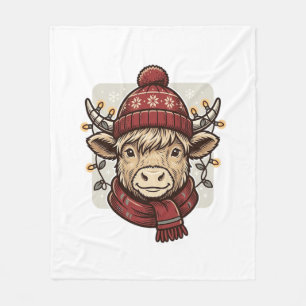 Cobertor De Velo Camisa de Natal Vintage com Vaca das Terras Altas 