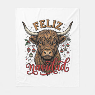 Cobertor De Velo Camisa de Natal Vintage Feliz Navidad Highland Cow