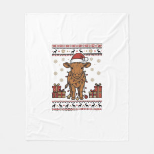 Cobertor De Velo Camisa de Natal Vintage Vaca Festa Vetorial Design