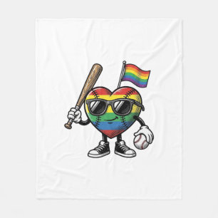 Cobertor De Velo Camisa de Orgulho de Beisebol Coração Arco-íris Vi