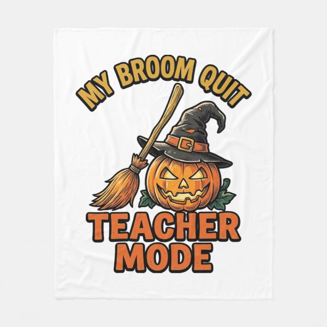 Cobertor De Velo Camisa de Professor de Halloween Broom Engraçado D (Frente)