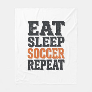 Cobertor De Velo Camisa Eat Sleep Soccer Repeat Tipografia Vintage_