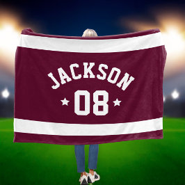 Cobertor De Velo Camisa Esportiva Maroon Nome e Número