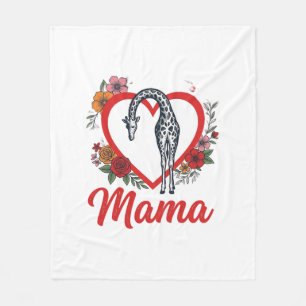 Cobertor De Velo Camisa Floral Vintage Girafa Mamãe Coração Design_