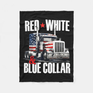 Cobertor De Velo Camisa gola de caminhoneiro vermelha branca e azul