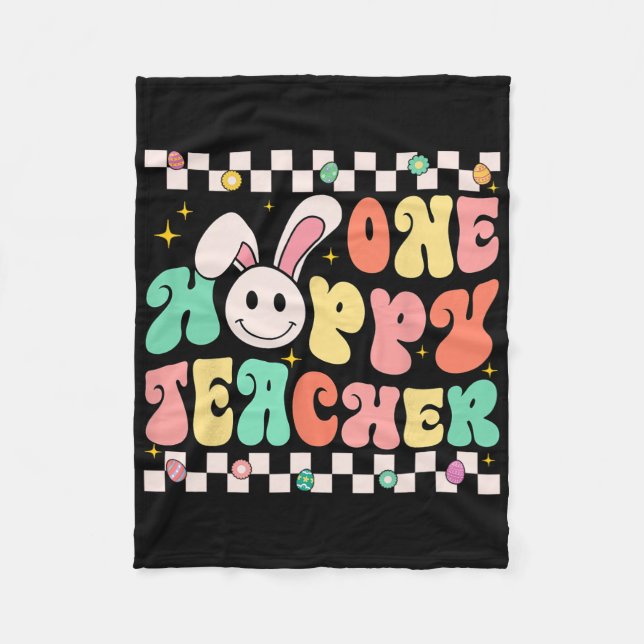 Cobertor De Velo Camisa Groovy Retro de Professora de Páscoa Um Pro (Frente)