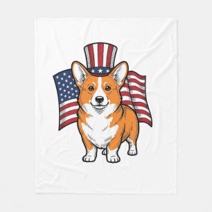 Cobertor De Velo Camisa Patriótica Corgi Vintage Gravura Design_1